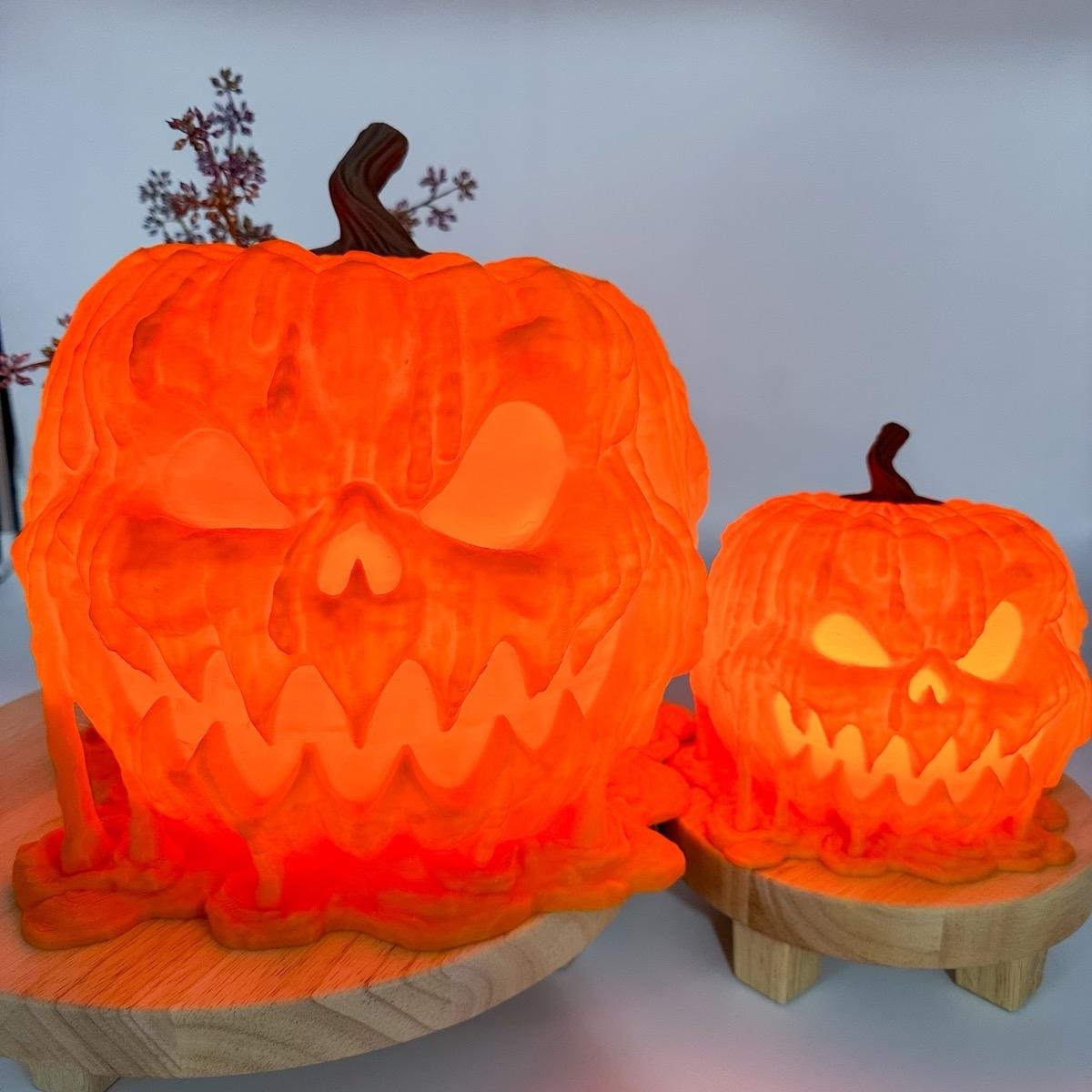 3D Printed Light Up Melting Jack-o'-lantern Pumpkin Decoration - Halloween Decor