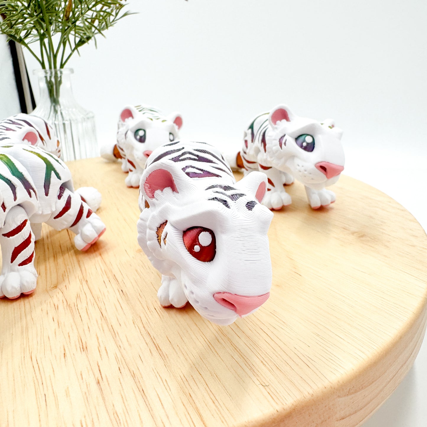Rainbow White Tiger Articulating Figurine