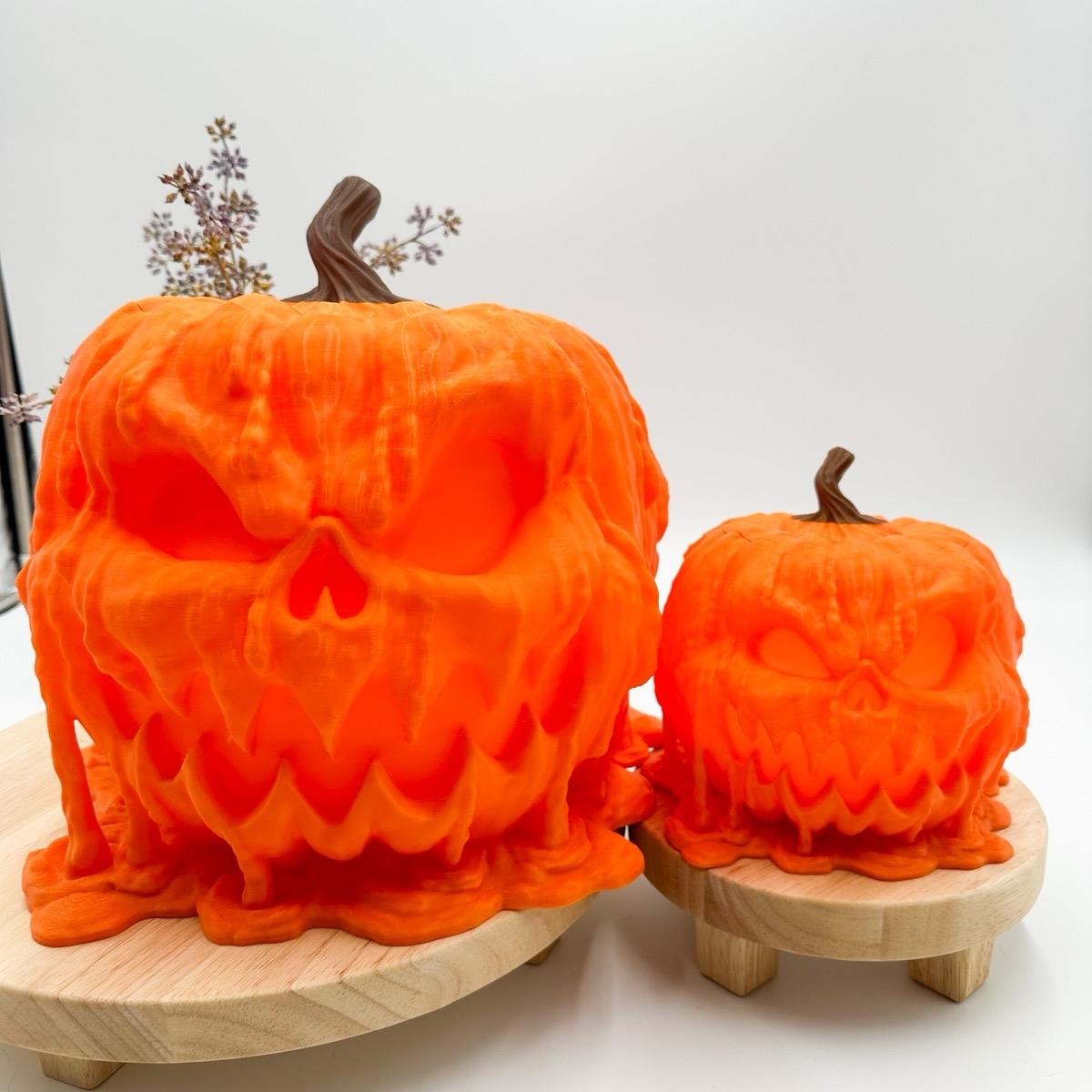 3D Printed Light Up Melting Jack-o'-lantern Pumpkin Decoration - Halloween Decor