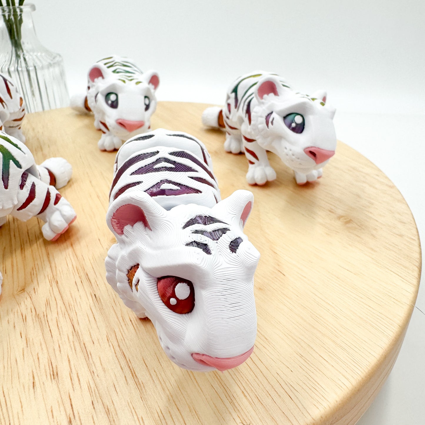 Rainbow White Tiger Articulating Figurine