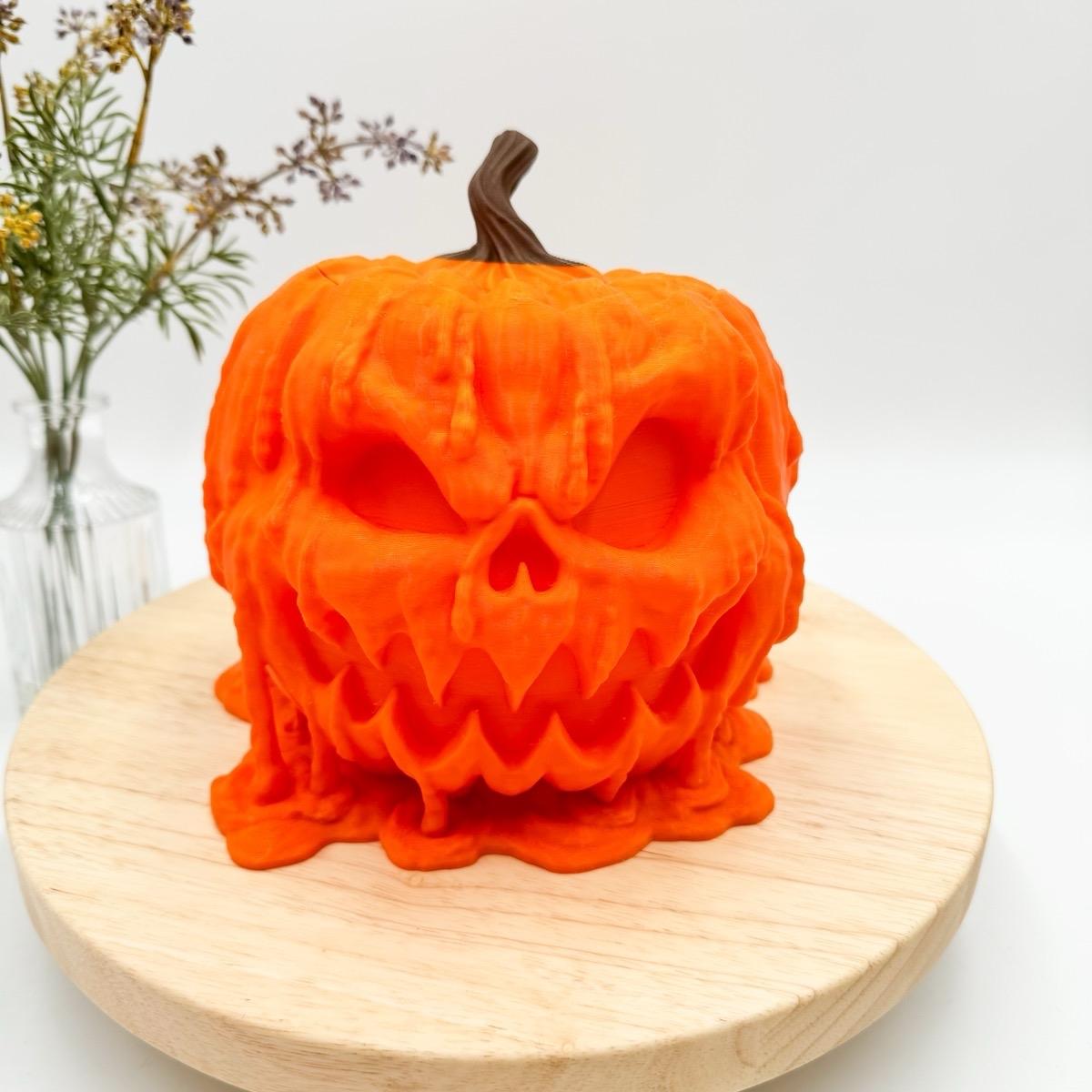 3D Printed Light Up Melting Jack-o'-lantern Pumpkin Decoration - Halloween Decor