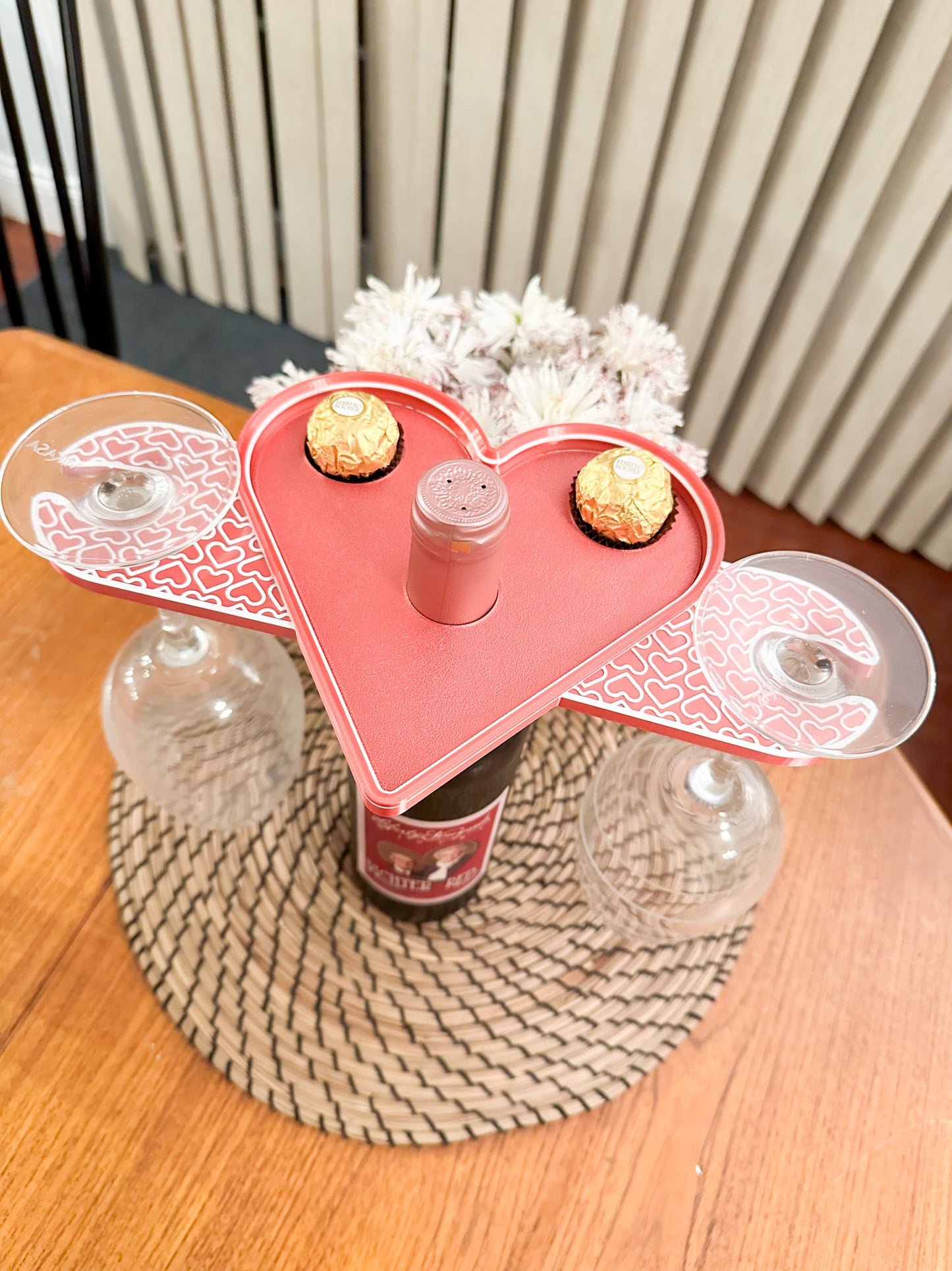 Wine  & Chocolate Tray Valentines Day Date Night Gift