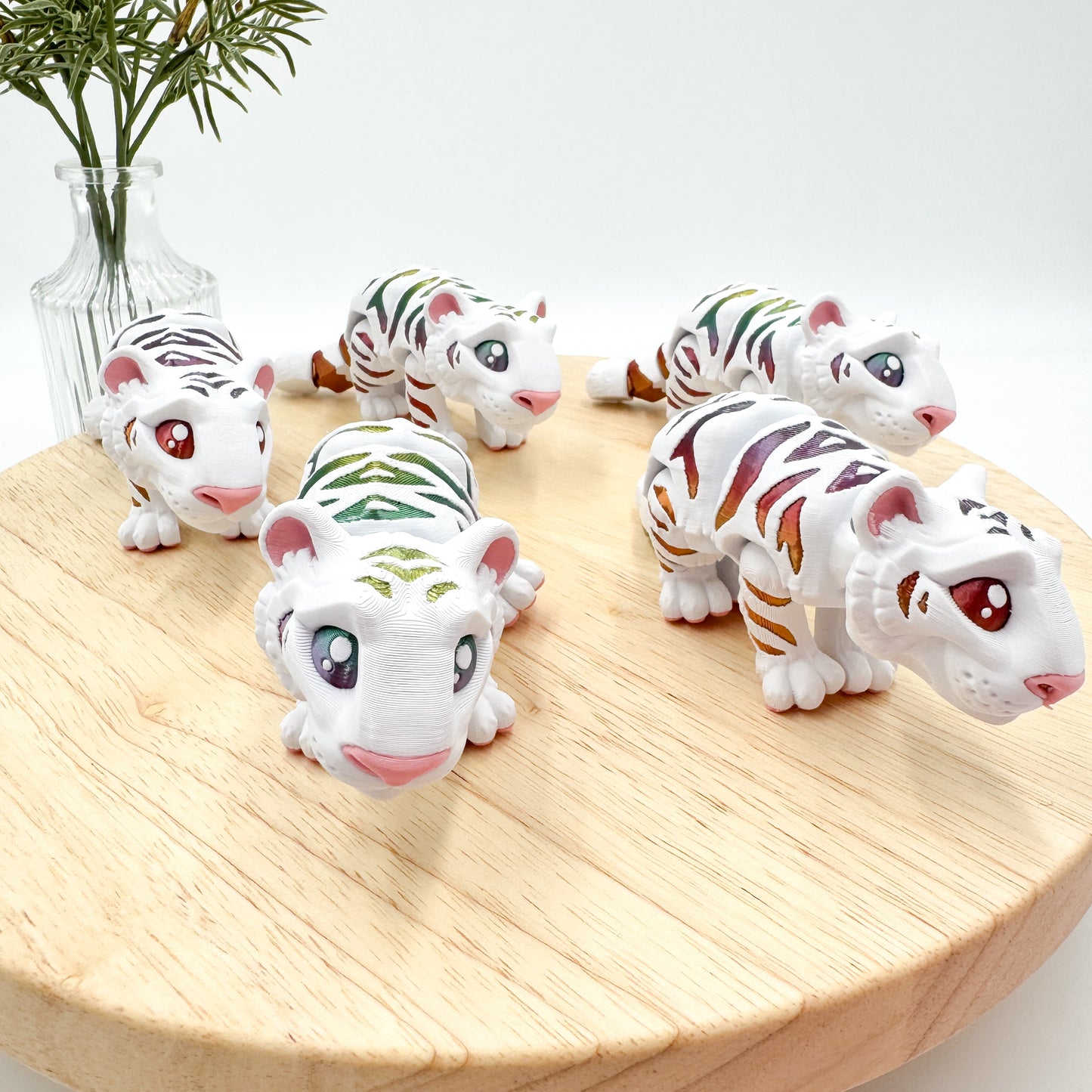 Rainbow White Tiger Articulating Figurine