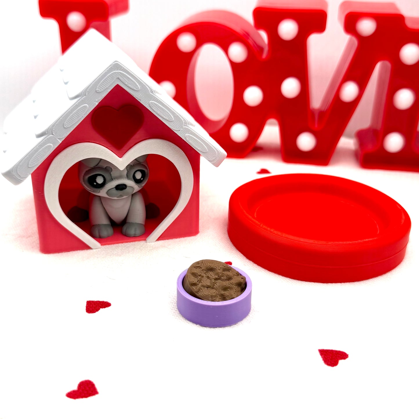 3D Printed Pug with Heart House Collectible
