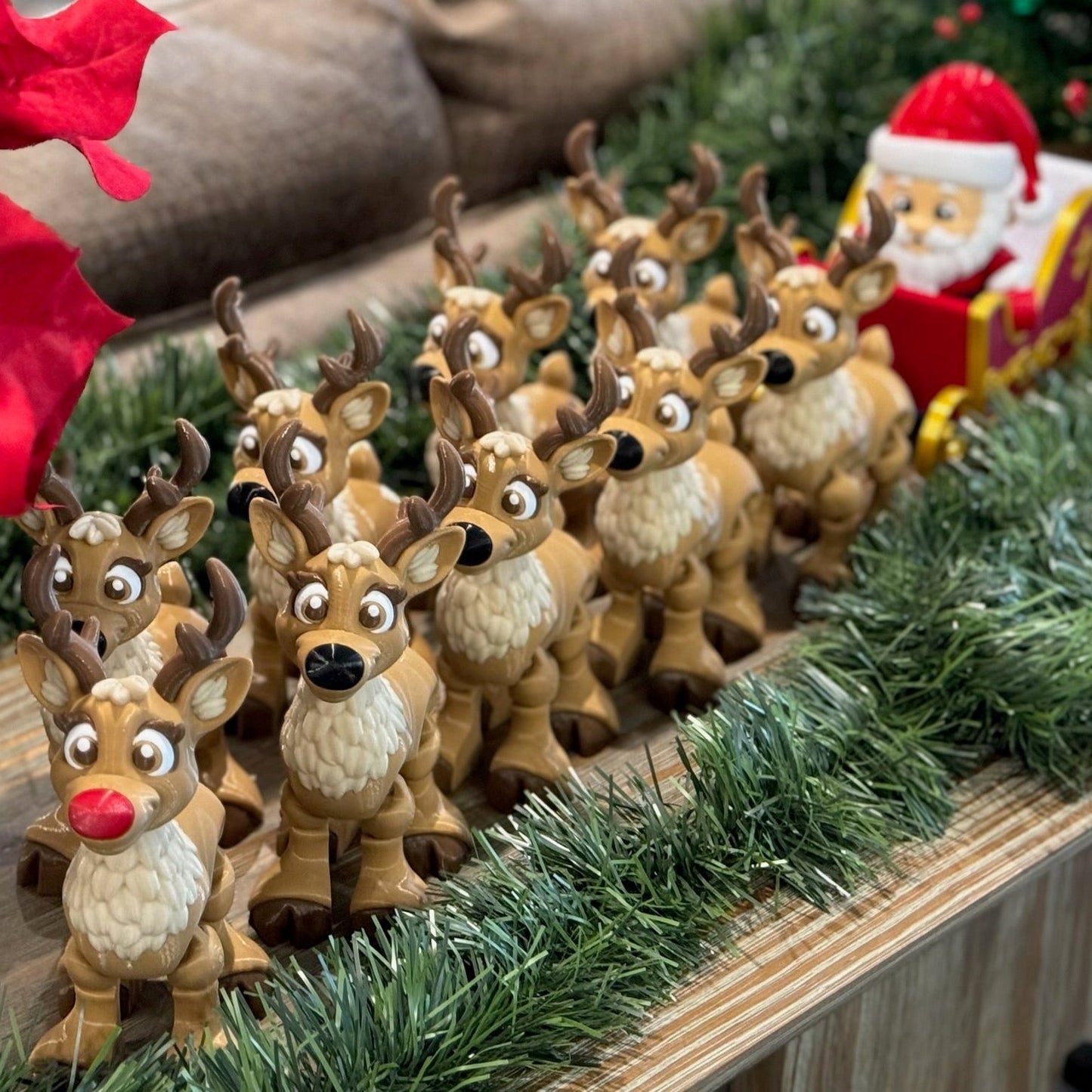 Santa Sleigh & Reindeer Complete Figurine Set | Large Collector's Set