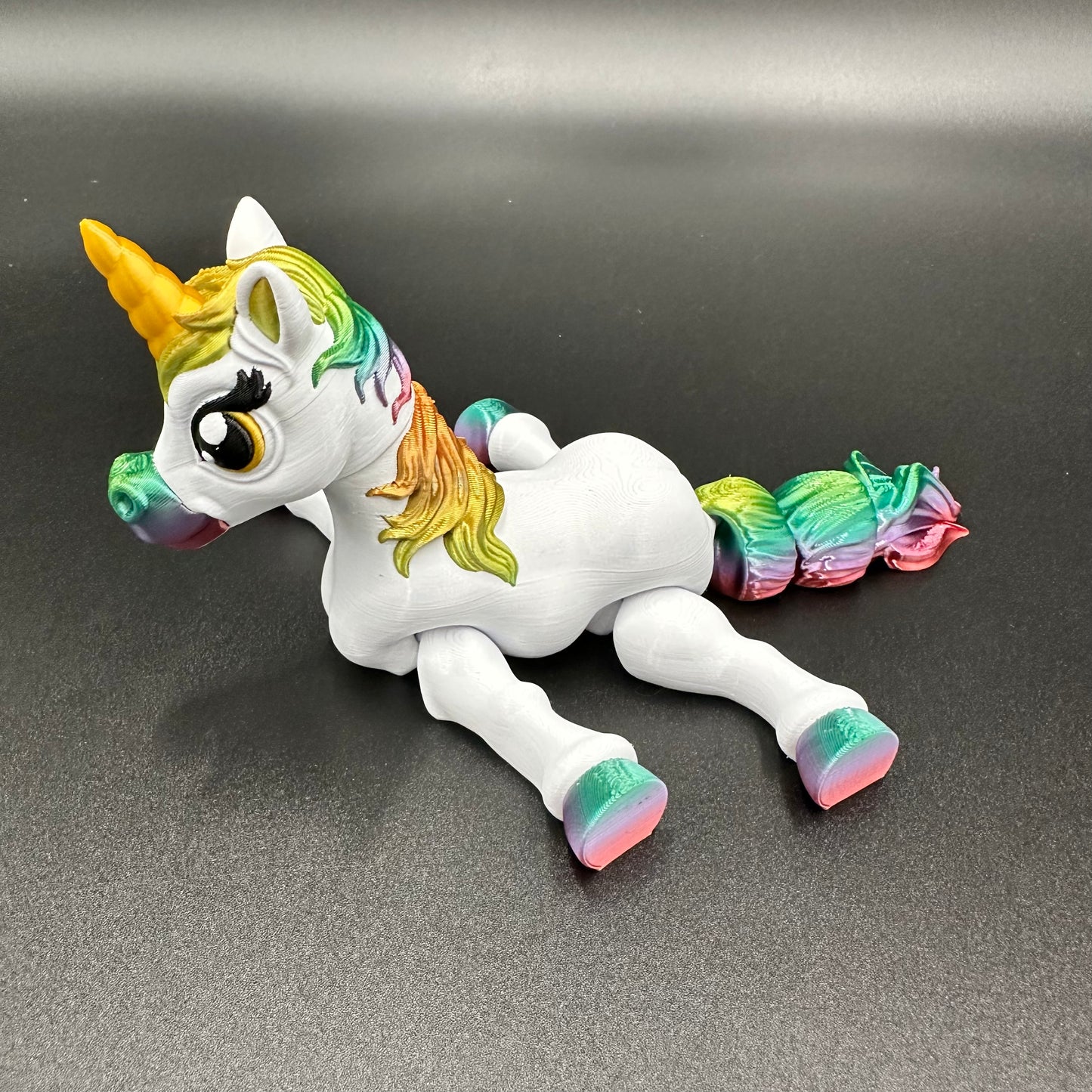 3D Printed Cutesy Unicorn Figurine Articulating Legs, Tail and Head
