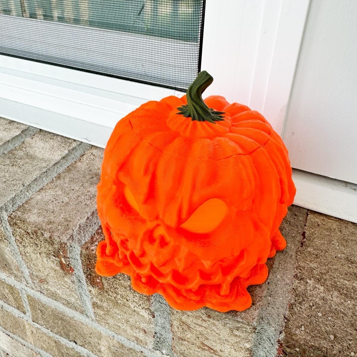 3D Printed Light Up Melting Jack-o'-lantern Pumpkin Decoration - Halloween Decor