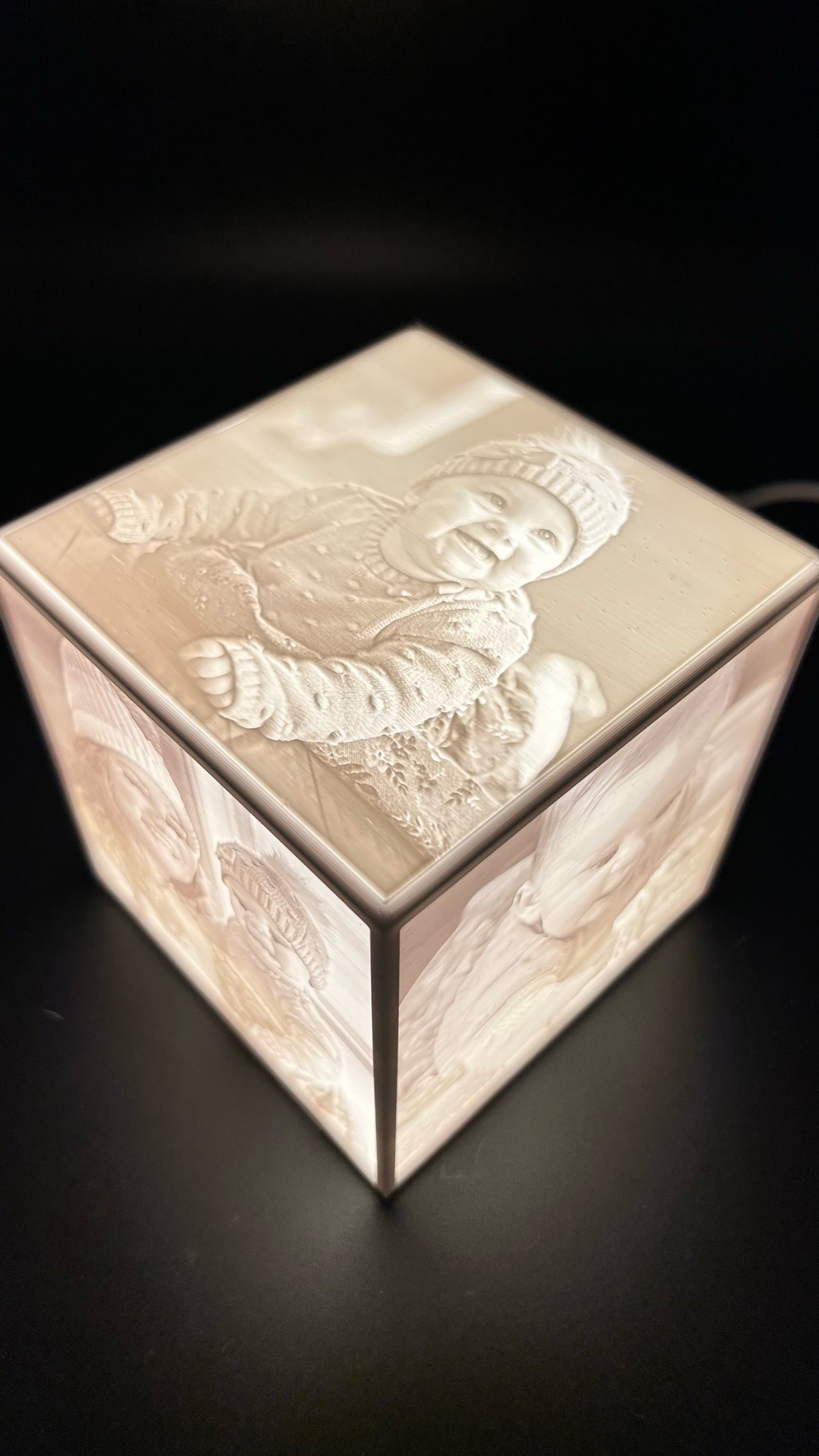 3D Printed 4-Image Lithophane Cube