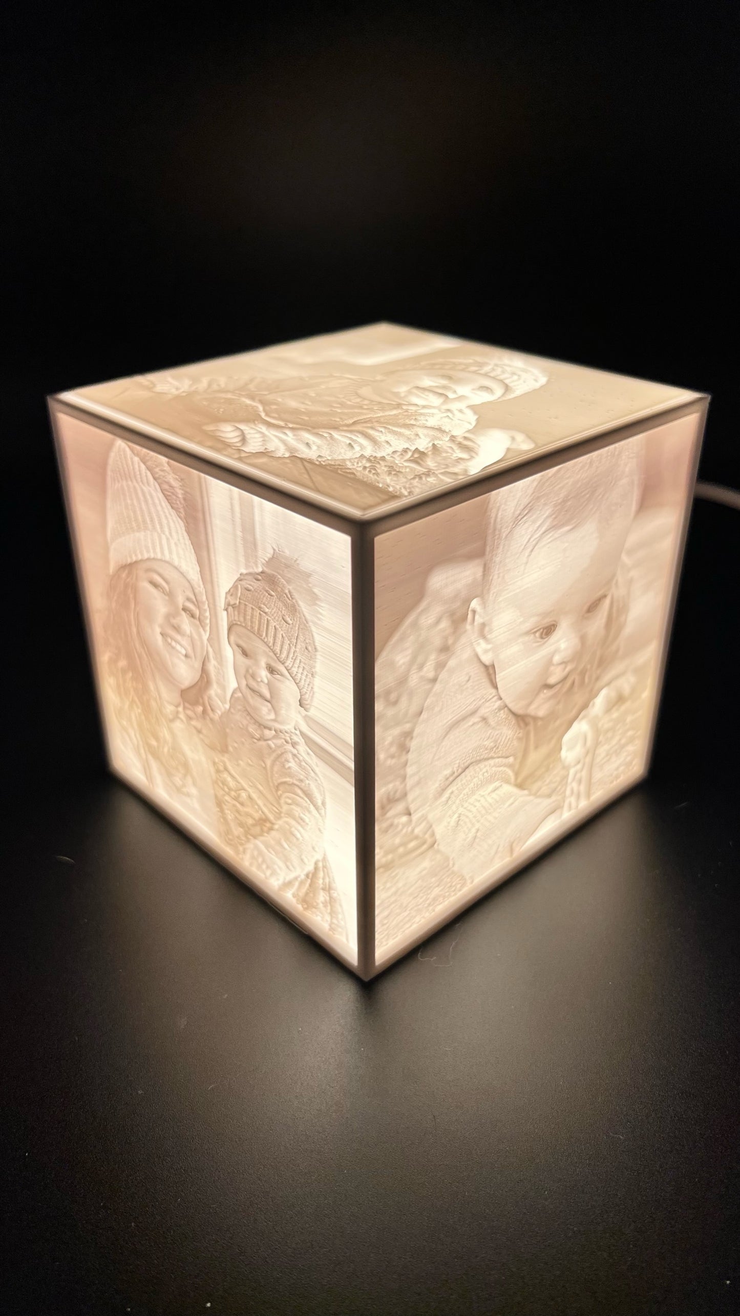 3D Printed 4-Image Lithophane Cube