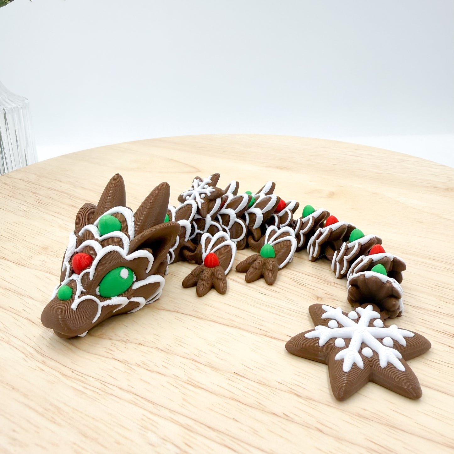 Gingerbread Holiday Sugar Cookie Dragon Articulating Figurine