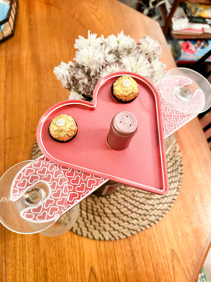 Wine  & Chocolate Tray Valentines Day Date Night Gift