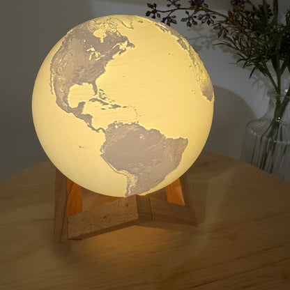 Lithophane Moon & Earth Display - 3D Printed Collectible