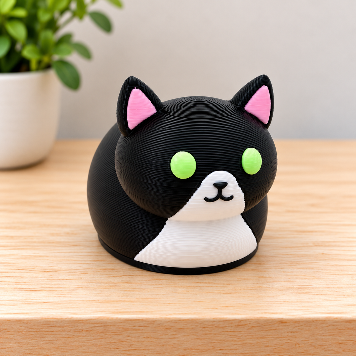 Black and white cat Shoulder Loaf with green eyes