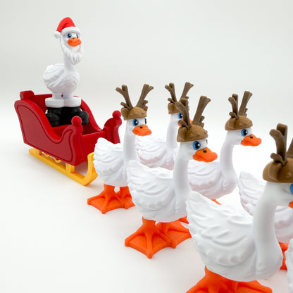 Mini Goose Sleigh Set Holiday Decor