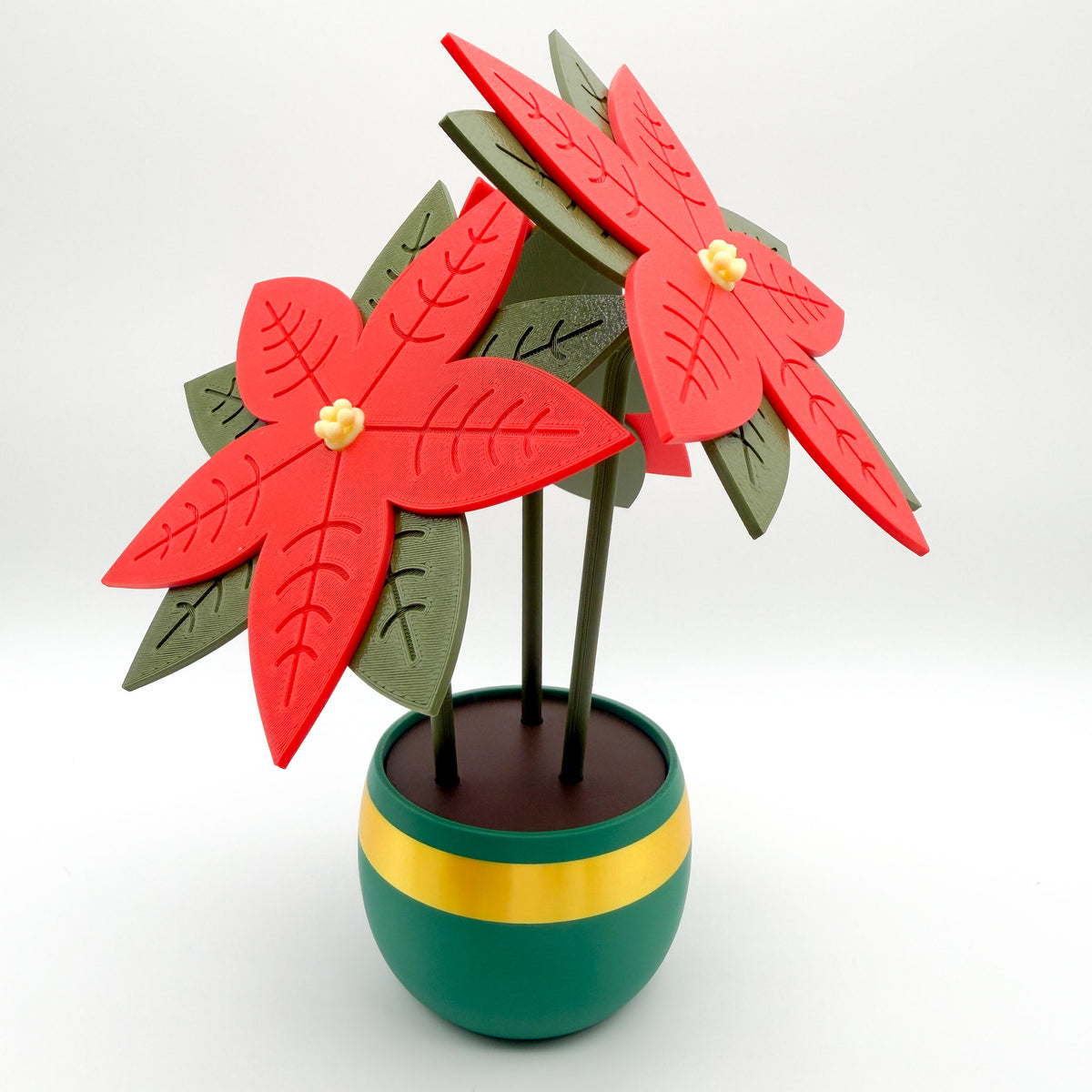 3D Printed Poinsettia in Decorative Pot
