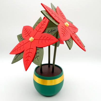 3D Printed Poinsettia in Decorative Pot