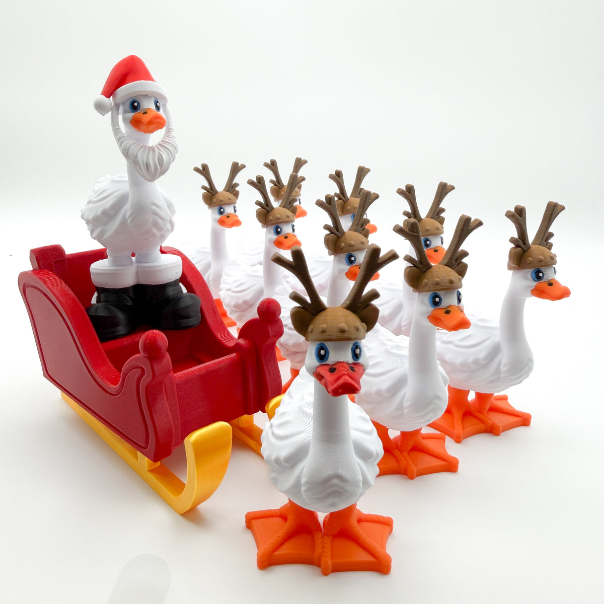 Mini Goose Sleigh Set Holiday Decor
