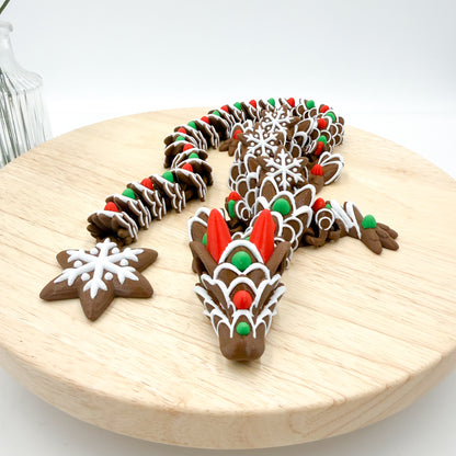 Gingerbread Holiday Sugar Cookie Dragon Articulating Figurine