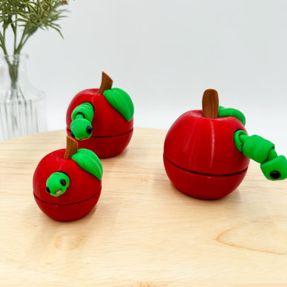 3D Printed Apple and Worm Desktop Decor Gift