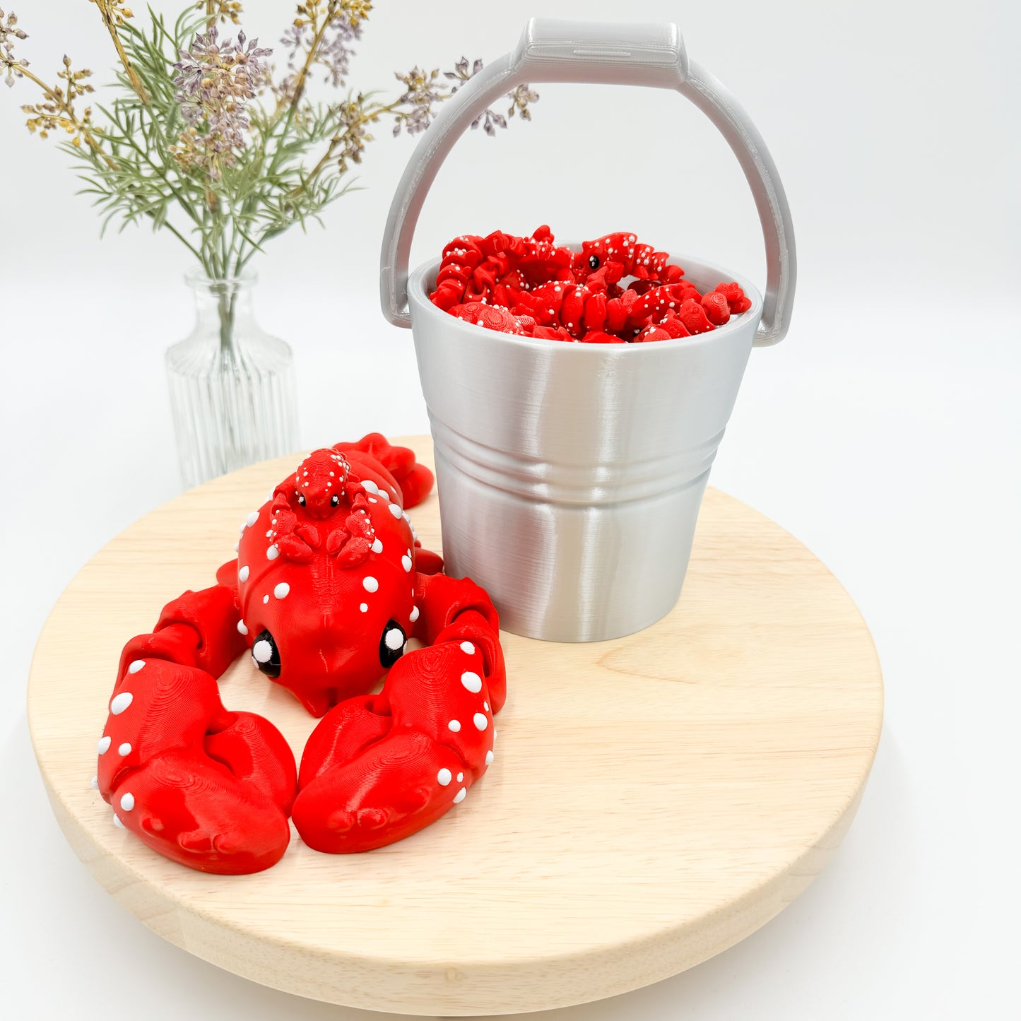 Jumbo Lobster and Bucket 3D Printed Figurine
