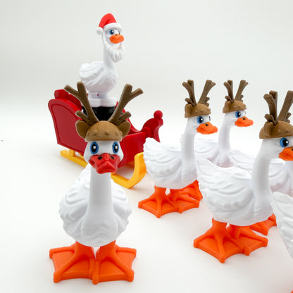 Mini Goose Sleigh Set Holiday Decor