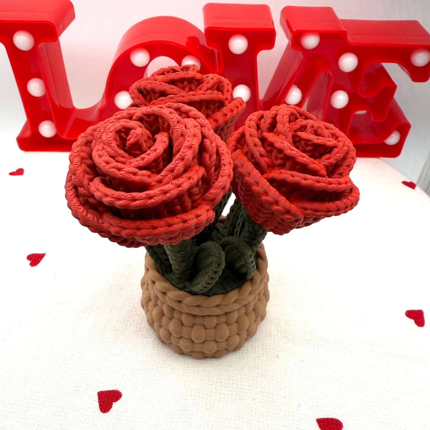 3D printed knit rose collectible