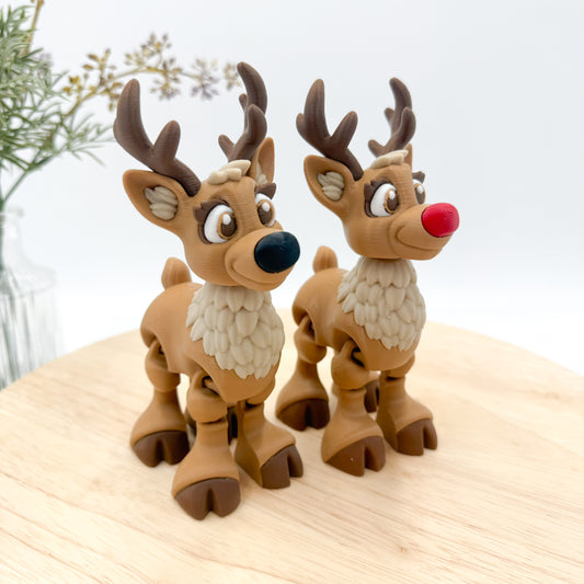 3D Printed Red-Nosed Reindeer Figurine