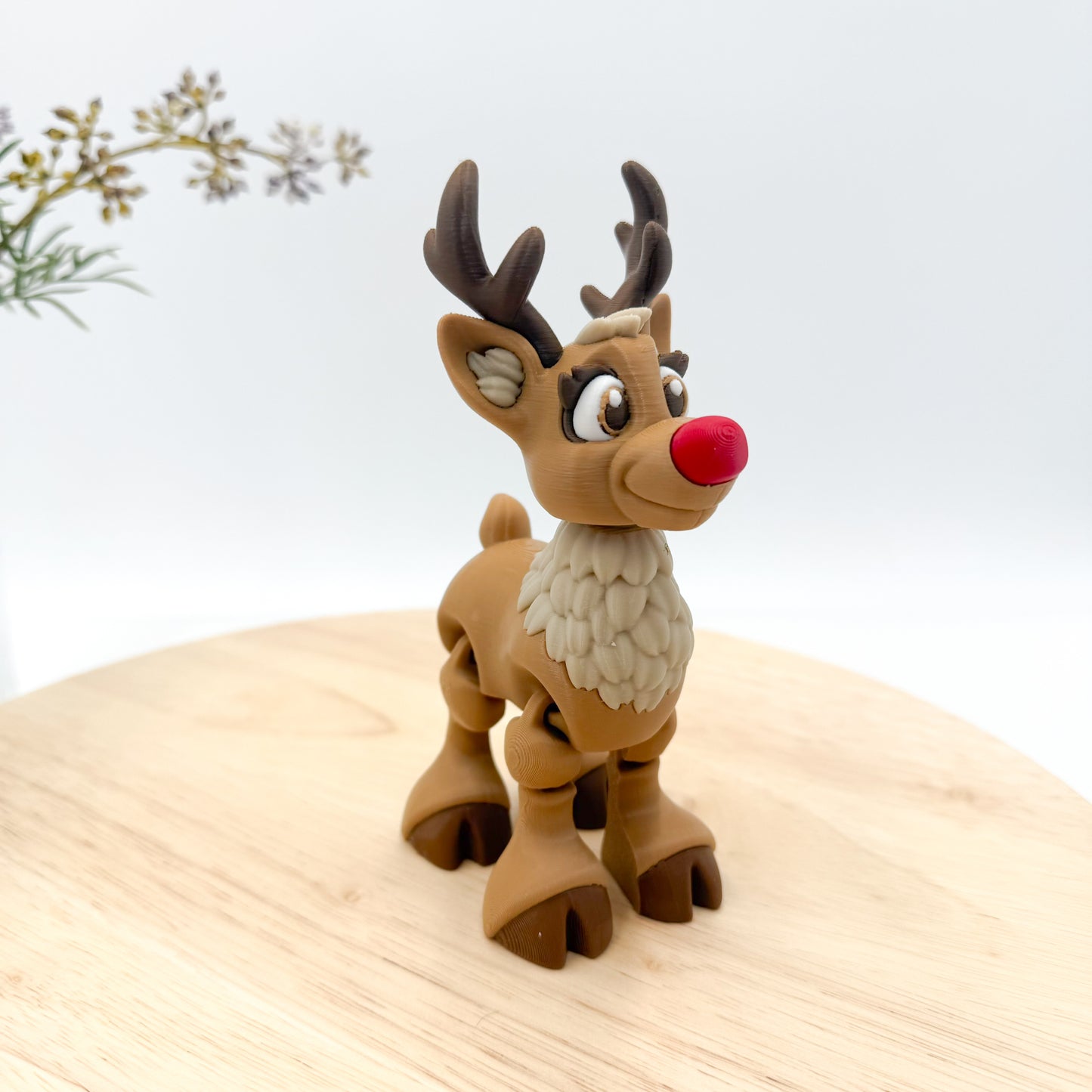 3D Printed Red-Nosed Reindeer Figurine