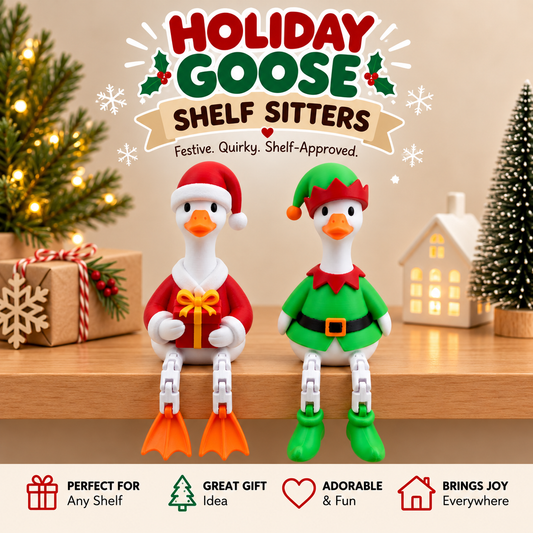 Holiday Goose Shelf Sitters Collectible Holiday Decor