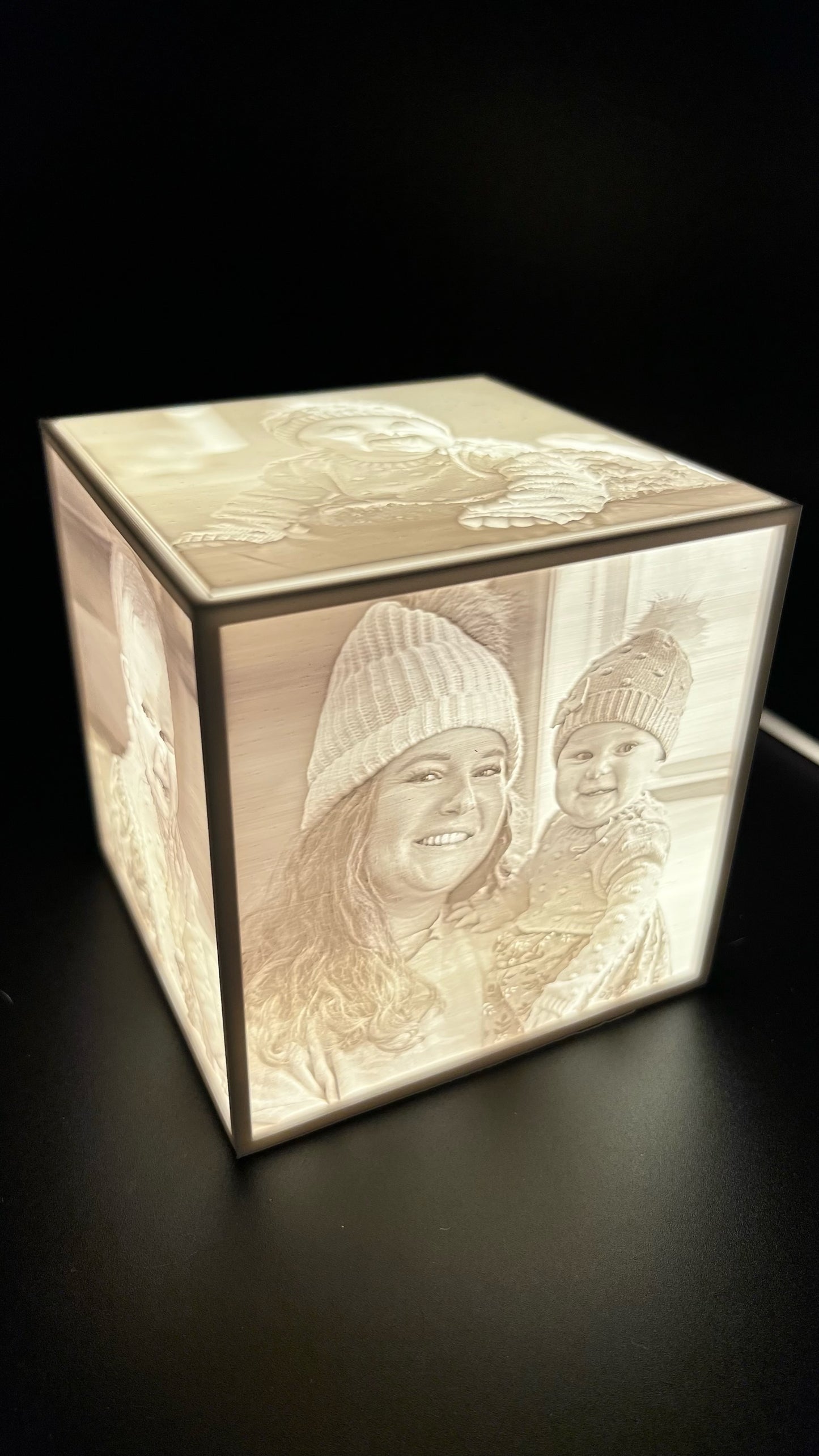 3D Printed 4-Image Lithophane Cube